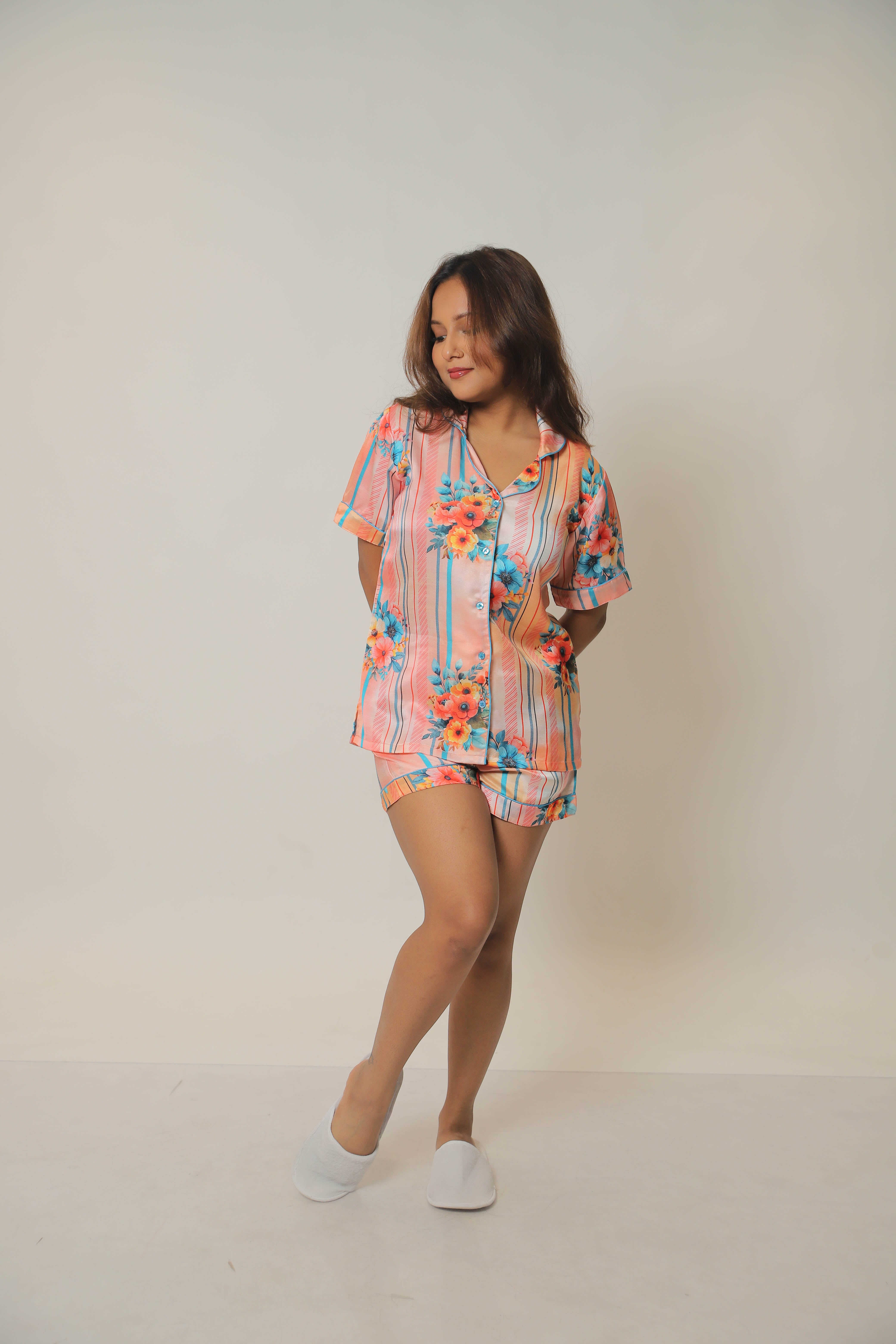 Peach Flora Shorts (NWS15)